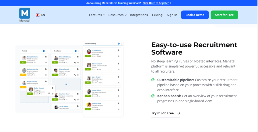 Manatal recruitment software