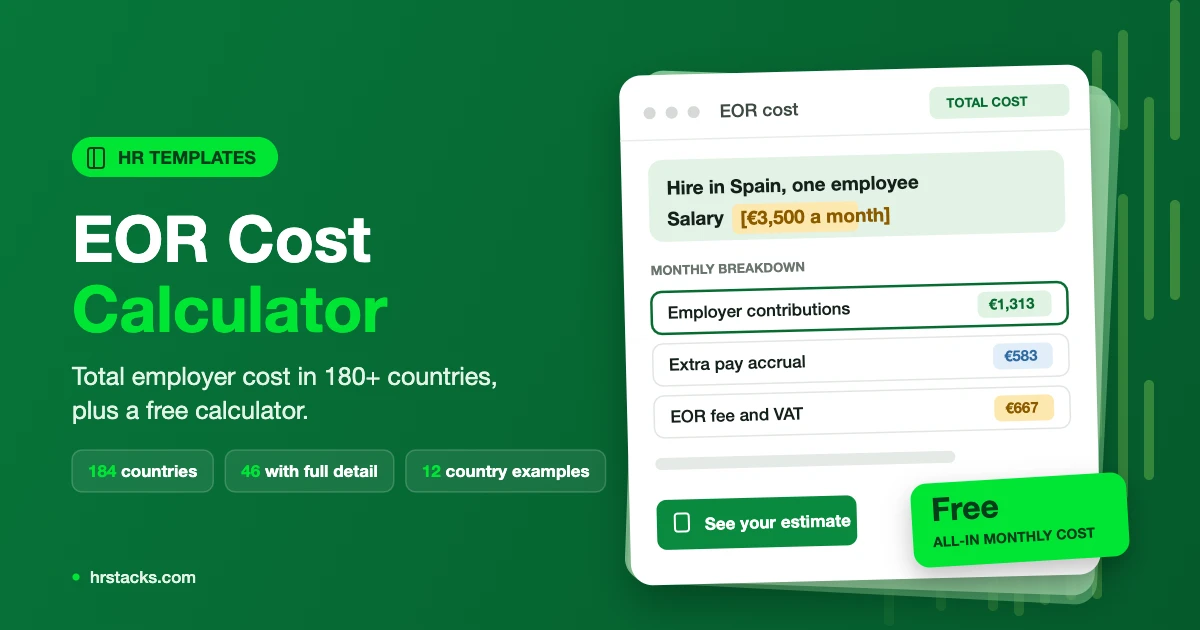 EOR cost calculator and free employer cost tool for 180+ countries by HR Stacks