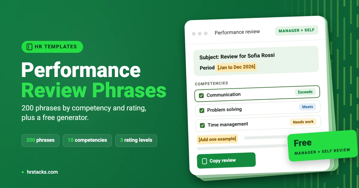 Performance review phrase generator by HR Stacks